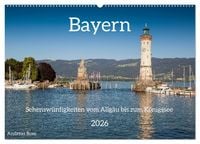 Produktbild: Bayern - Sehensw&uuml;rdigkeiten vom Allg&auml;u bis zum K&ouml;nigssee (Wandkalender 2026 DIN A2 quer), CALVENDO Monatskalender
