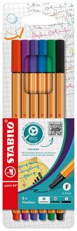 Produktbild: STABILO Fineliner -   point 88 - 6er Pack - mit 6 verschiedenen Farben