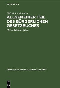 Produktbild: Allgemeiner Teil des B&uuml;rgerlichen Gesetzbuches