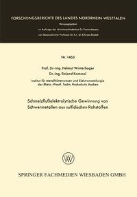 Produktbild: Schmelzflu&szlig;elektrolytische Gewinnung von Schwermetallen aus sulfidischen Rohstoffen