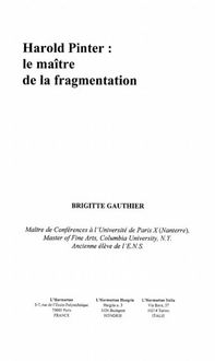 Produktbild: Harold pinter: le maitre de lafragmenta