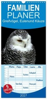 Produktbild: Familienplaner 2027 - Greifv&ouml;gel, Eulen und K&auml;uze mit 5 Spalten (Wandkalender, 21 x 45 cm) CALVENDO