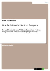 Produktbild: Gesellschaftsrecht. Societas Europaea