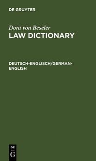 Produktbild: Dora von Beseler: Law Dictionary / Deutsch-Englisch/German-English