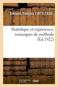 Produktbild: Statistique et exp&eacute;rience, remarques de m&eacute;thode
