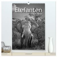 Produktbild: Elefanten in schwarz-weiss (hochwertiger Premium Wandkalender 2026 DIN A2 hoch), Kunstdruck in Hochglanz