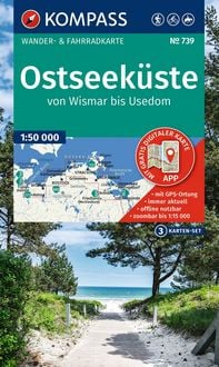 Produktbild: KOMPASS Wanderkarten-Set 739 Ostseek&uuml;ste, von Wismar bis Usedom (3 Karten) 1:50.000