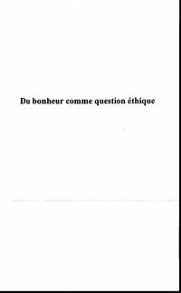 Produktbild: Du bonheur comme question ethique