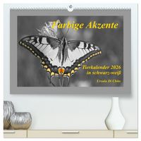 Produktbild: Farbige Akzente - Tierkalender 2026 in schwarz-wei&szlig; (hochwertiger Premium Wandkalender 2026 DIN A2 quer), Kunstdruck in Hochglanz