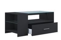 Produktbild: Holz Sofatisch Couchtisch Schublade Glas Tindala