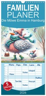 Produktbild: Familienplaner 2026 - Die M&ouml;we Emma in Hamburg mit 5 Spalten (Wandkalender, 21 x 45 cm) CALVENDO
