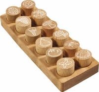 Produktbild: COLOP Woodies Holzstempel Set Mix, 12 Motive, Abdruckgr&ouml;&szlig;e: &Oslash; 29 mm, eckig