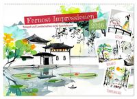 Produktbild: Fernost Impressionen - Tempel und Landschaften in KI-Tuschekunst (Wandkalender 2026 DIN A2 quer), CALVENDO Monatskalender