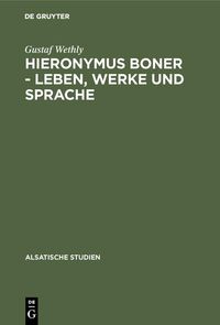 Produktbild: Hieronymus Boner - Leben, Werke und Sprache