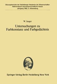 Produktbild: Untersuchungen zu Farbkonstanz und Farbged&auml;chtnis