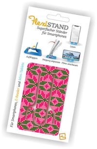Produktbild: Flexistand (Icelandic Pink) - flexibler Handyaufsteller - f&uuml;r alle Handys und Mini-Tablets - superflach - stufenlos verstellbar - hochkant und quer - passt in jede Hosentasche
