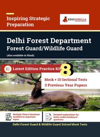 Produktbild: Delhi Forest Department 2021 Exam for Forest Guard Stage 1 | 8 Full-length Mock Tests (Solved) + 15 sectional Tests + 3 Previous Year Papers | Latest