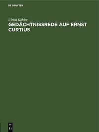 Produktbild: Ged&auml;chtnissrede auf Ernst Curtius