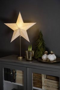 Produktbild: Konstsmide 1750-280 Weihnachtsstern Gl&uuml;hlampe, LED Wei&szlig;, Messing mit ausgestanzten Motiven, mit St&auml;nder, mit Schalter
