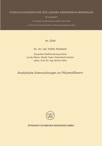 Produktbild: Analytische Untersuchungen an Polyamidfasern