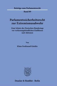 Produktbild: Parlamentssicherheitsrecht zur Extremismusabwehr