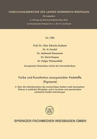Produktbild: Farbe und Konstitution anorganischer Feststoffe (Pigmente)