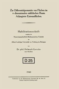 Produktbild: Zur Differentialgeometrie von Fl&auml;chen im n-dimensionalen euklidischen Raum. Adjungierte Extremalfl&auml;chen