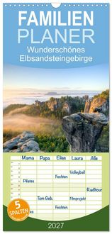 Produktbild: Familienplaner 2027 - Wundersch&ouml;nes Elbsandsteingebirge mit 5 Spalten (Wandkalender, 21 x 45 cm) CALVENDO