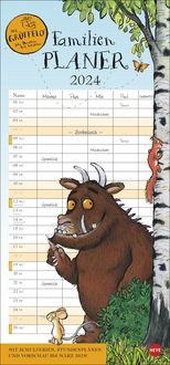 Der Grüffelo Familienplaner 2024. Witziger Kalender mit den bekannten Figuren aus dem Kinderbuch-Klassiker. Hochkant-Format: Langer Kalender mit 5 Sp