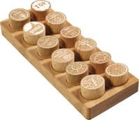 Produktbild: COLOP Woodies Holzstempel Set Motivation, mit 12 Motiven, Abdruckgr&ouml;&szlig;e: &Oslash; 29 mm, eckig