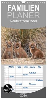 Produktbild: Familienplaner 2026 - Raubkatzenkinder mit 5 Spalten (Wandkalender, 21 x 45 cm) CALVENDO