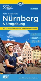 Produktbild: ADFC-Regionalkarte N&uuml;rnberg & Umgebung, 1:75.000, mit Tagestourenvorschl&auml;gen, rei&szlig;- und wetterfest, E-Bike-geeignet, GPS-Tracks Download