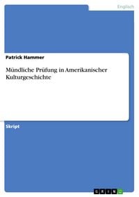 Produktbild: M&uuml;ndliche Pr&uuml;fung in Amerikanischer Kulturgeschichte