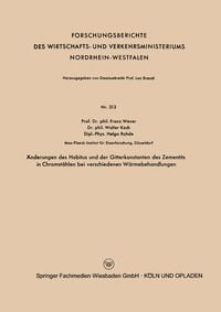 Produktbild: &Auml;nderungen des Habitus und der Gitterkonstanten des Zementits in Chromst&auml;hlen bei verschiedenen W&auml;rmebehandlungen