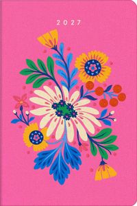 Produktbild: Taschenkalender A6 2027: Bl&uuml;tenmotiv, bestickt, pink