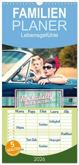 Produktbild: Familienplaner 2026 - Rockabilly - Back to the 50s mit 5 Spalten (Wandkalender, 21 x 45 cm) CALVENDO