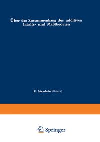 Produktbild: &Uuml;ber den Zusammenhang der additiven Inhalts- und Ma&szlig;theorien