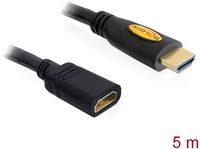 Produktbild: Delock HDMI Verl&auml;ngerungskabel HDMI-A Stecker, HDMI-A Buchse 5.00 m Schwarz 83082 4K UHD, vergoldete Steckkontakte HDMI-Kabel