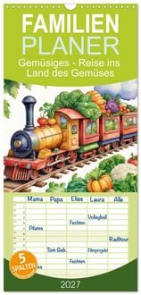 Produktbild: Familienplaner 2027 - Gem&uuml;siges - Reise ins Land des Gem&uuml;ses mit 5 Spalten (Wandkalender, 21 x 45 cm) CALVENDO