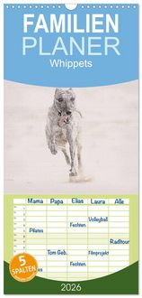 Produktbild: Familienplaner 2026 - Whippet 2026 mit 5 Spalten (Wandkalender, 21 x 45 cm) CALVENDO