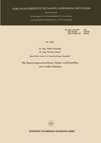 Produktbild: Der Spannungszustand beim Ziehen und Einsto&szlig;en von runden Stangen