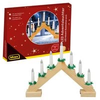 Produktbild: Idena Adventsleuchter 7 LED Kerzenlichter batteriebetrieben natur 40x30cm