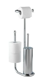 Produktbild: Stand WC-Garnitur Universalo Chrom, integrierter Toilettenpapierhalter und WC-B&uuml;rstenhalter