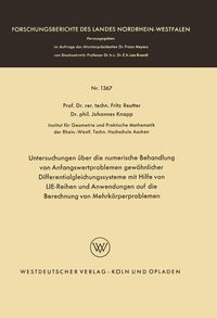 Produktbild: Untersuchungen &uuml;ber die numerische Behandlung von Anfangswertproblemen gew&ouml;hnlicher Differentialgleichungssysteme mit Hilfe von LIE-Reihen und Anwendu