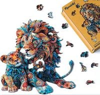Produktbild: FiguredArt HNWP805 - Holzpuzzle Erwachsene - L&ouml;we und Junges, 200 Teile, 26,9x28,8 cm