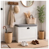 Produktbild: HTI-Living Schuhschrank Thekla 1 Klappe 60 cm Wei&szlig; mit Sitzkissen