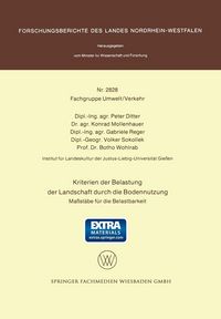 Produktbild: Kriterien der Belastung der Landschaft durch die Bodennutzung