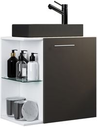 Produktbild: 2-tlg Waschtisch Hausa Toilette schmal Schwarz