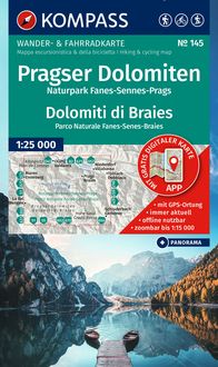 Produktbild: KOMPASS Wanderkarte 145 Pragser Dolomiten, Naturpark Fanes-Sennes-Prags / Dolomiti di Braies, Parco Naturale Fanes-Senes-Braies 1:25.000