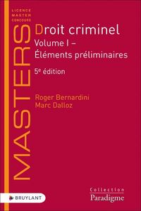 Produktbild: Droit Criminel : Volume I ; l'Elements Preliminaires (5e Edition)